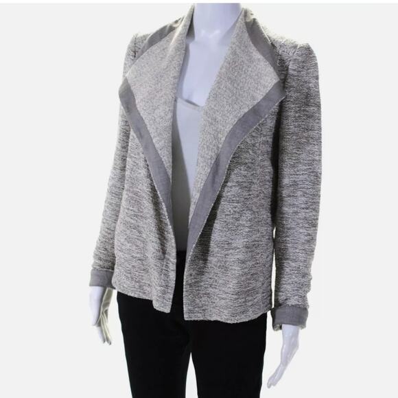Vince. Women's Cream and Gray Marled Open-Front Long-Sleeve Cardigan Jacket XS - Picture 1 of 10